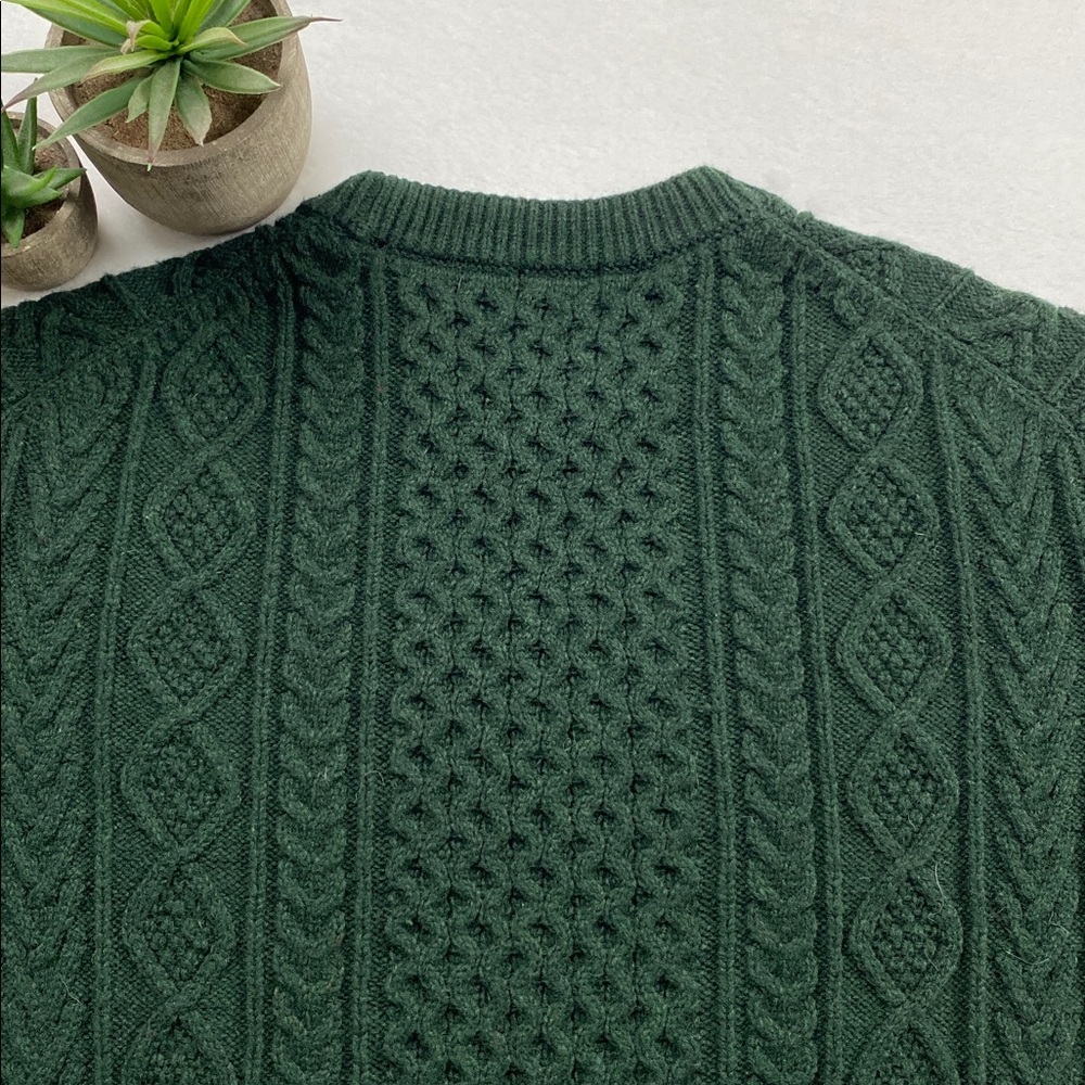 Uniqlo Low Gauge Multi Knit Crewneck Long Sleeve Pullover Sweater (Dark Green) - Picture 6 of 16